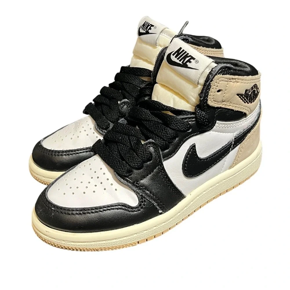 Nike Air Jordan 1 Retro High OG Kids 11C Black White Tan FD2597-021 Sneakers